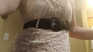 So cute fitted lace shirt w a soft beige shirt